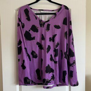 Animal print 3/4 sleeve top blouse